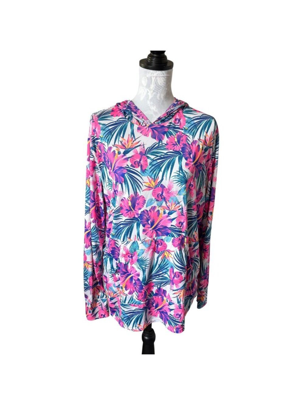 INGEAR UPF 50+ Womens Floral Hoodie Top Long Sleeve Large